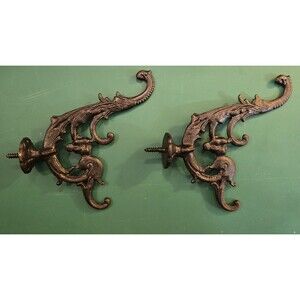 Pair of Victorian Style Cast Iron Coat Hook w/ Woman's Cameo Design 6"x6"